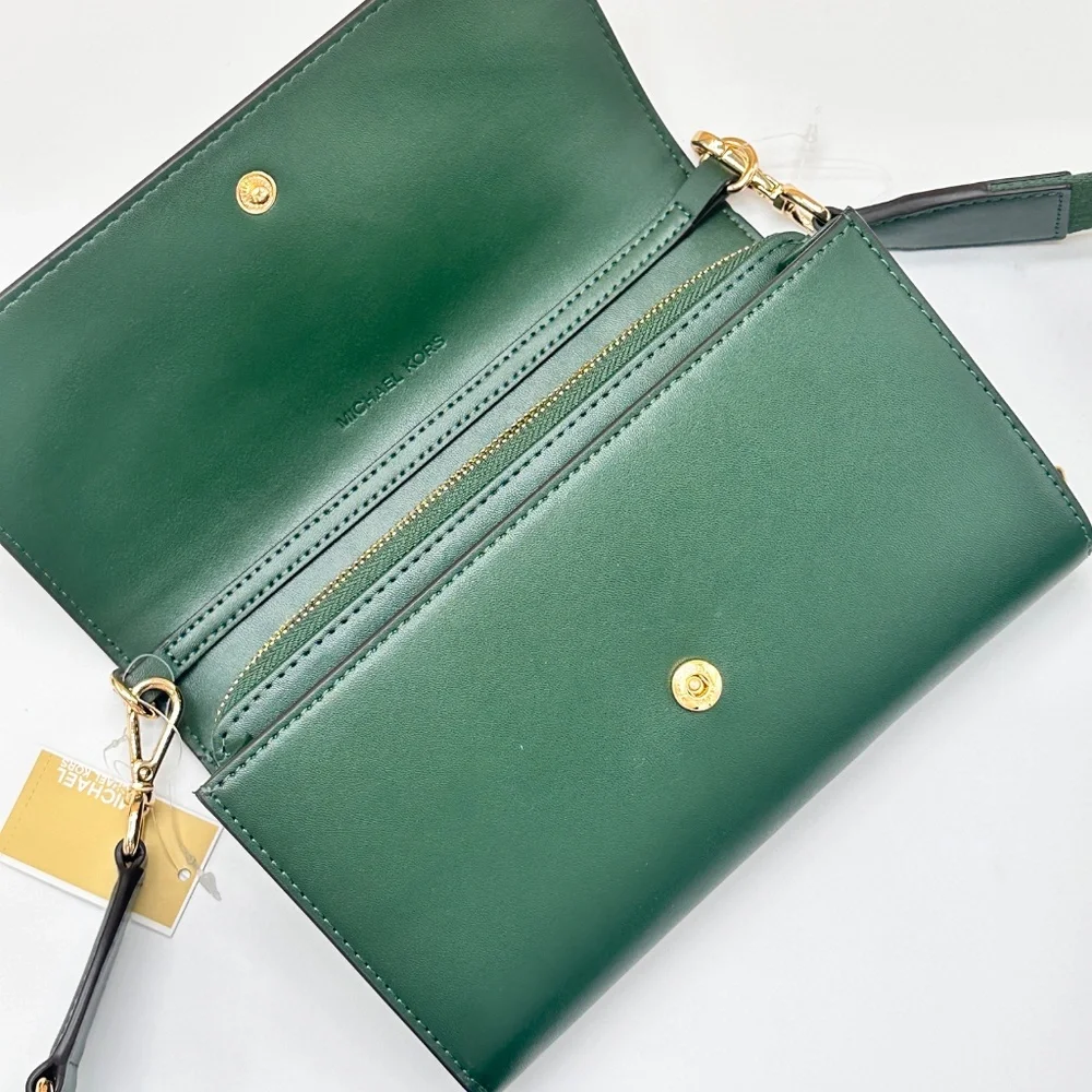 MICHAEL KORS Jet Set Large Ombré Signature Logo Crossbody Bag Moss Multi